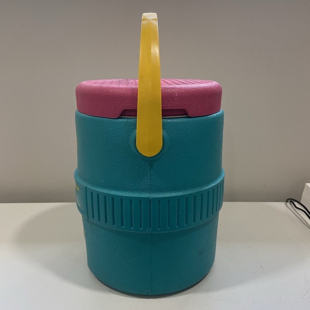 Vintage Igloo Barrel of Fun 2 Gallon Cooler Teal and Pink 90s Retro With Spout - Picture 4 of 7